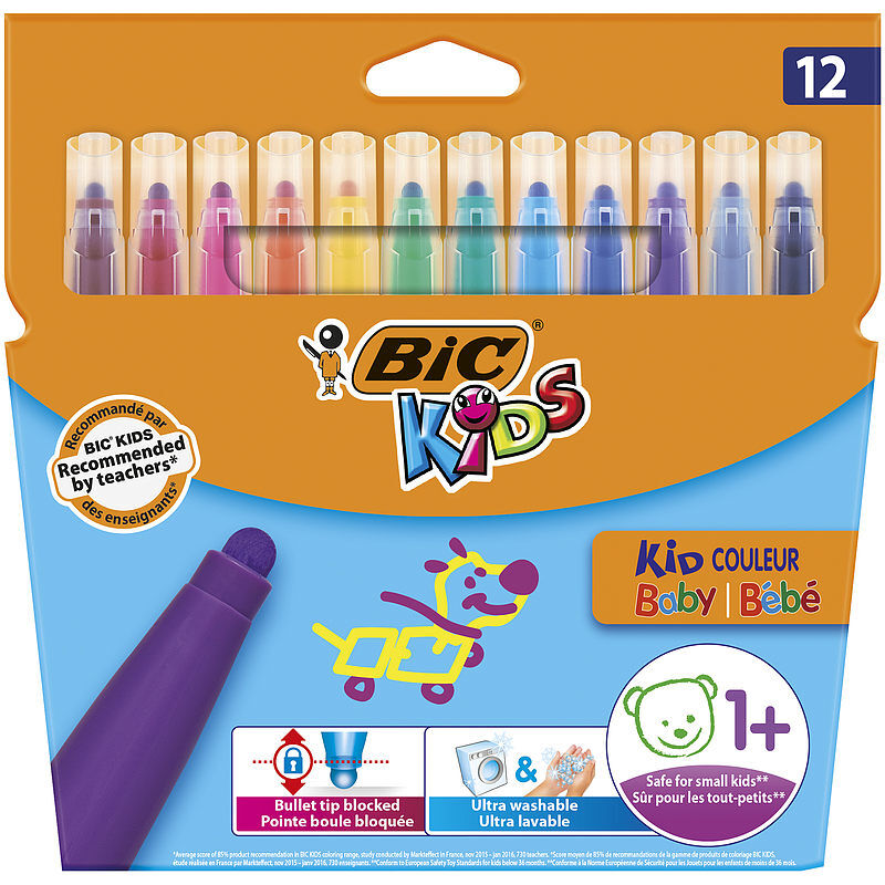 Flamastry bic kids kid couleur baby pudełko 12 kolory