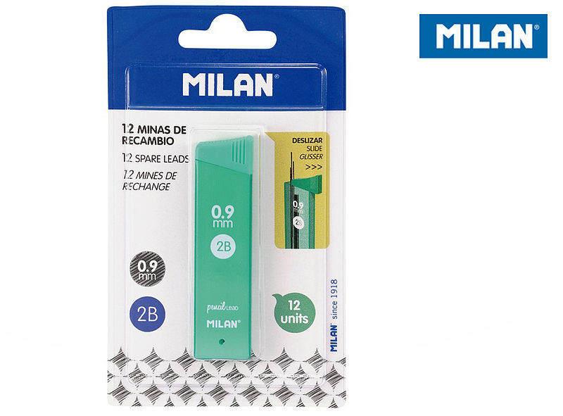 Grafity milan 2b 0,9 mm do ołówków automatycznych 12 szt. Na blistrze