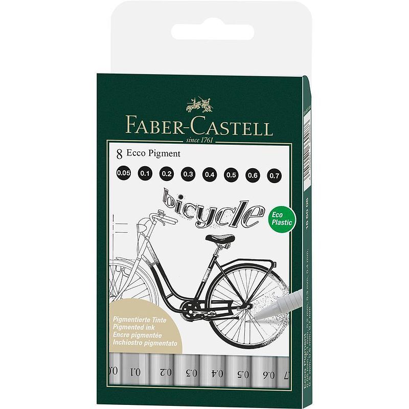Cienkopisy faber-castell ecco pigment etui 8 sztuk