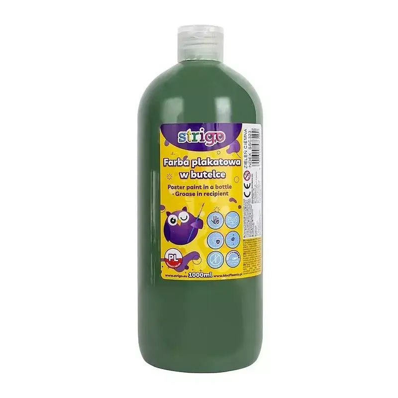Farba plakatowa strigo butelka 1000 ml ciemnozielona