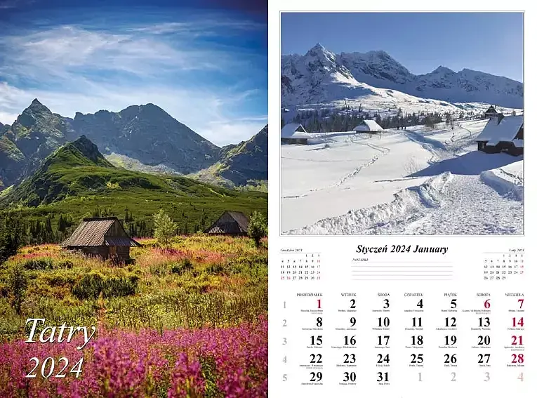 Kalendarz 2024 ścienny 13-k tatry