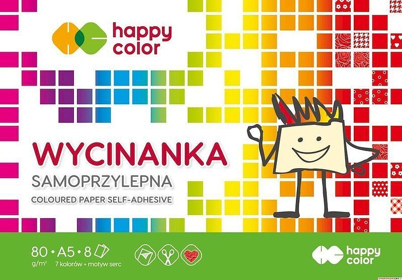 Papier kolorowy a5 samoprzylepny happy color pakiet 10sztuk