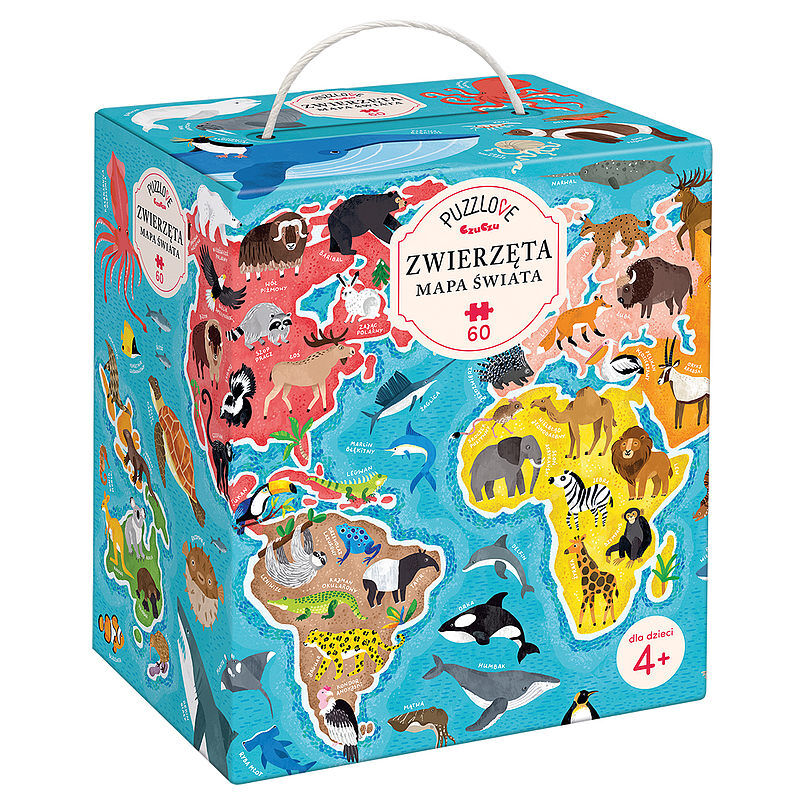 Puzzle 60 puzzlove czuczu zwierzęta mapa świata