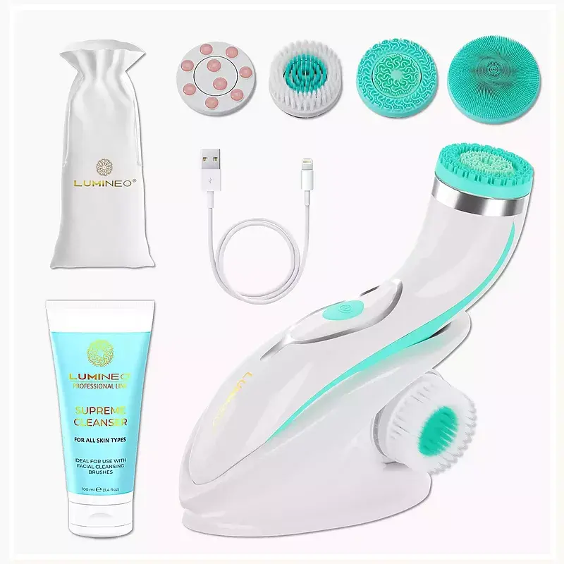Brush pro lumineo 4 końcówki + żel do wszystkich rodzajów skóry  turkusowy