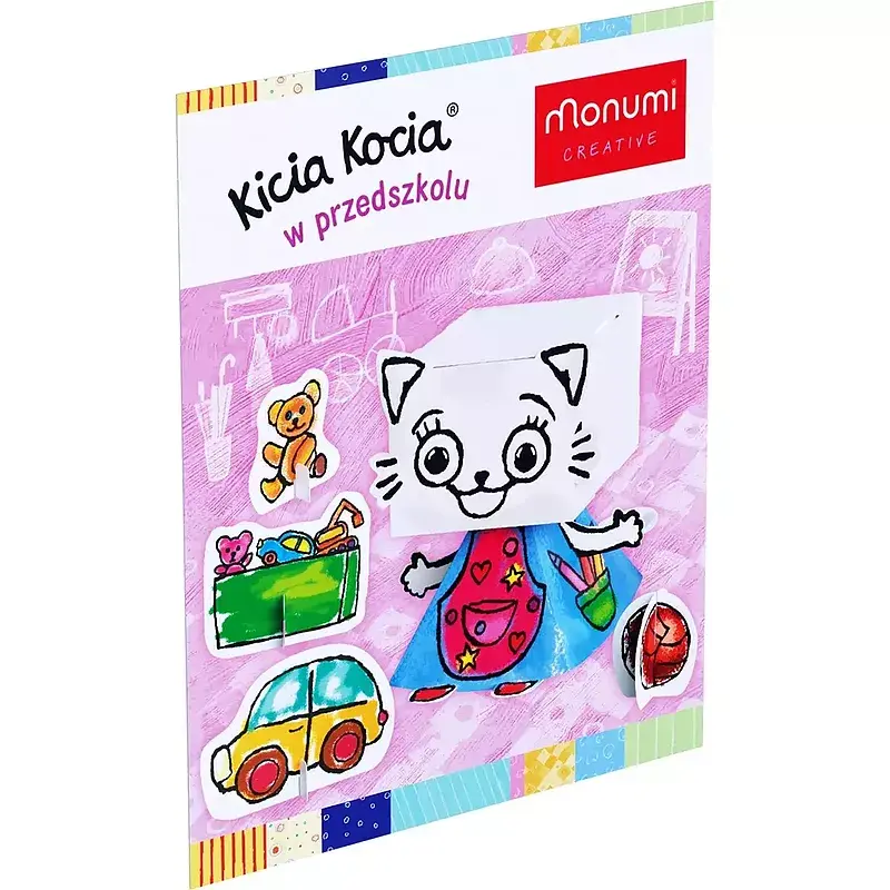 Kolorowanka 3d kicia kocia w przedszkolu