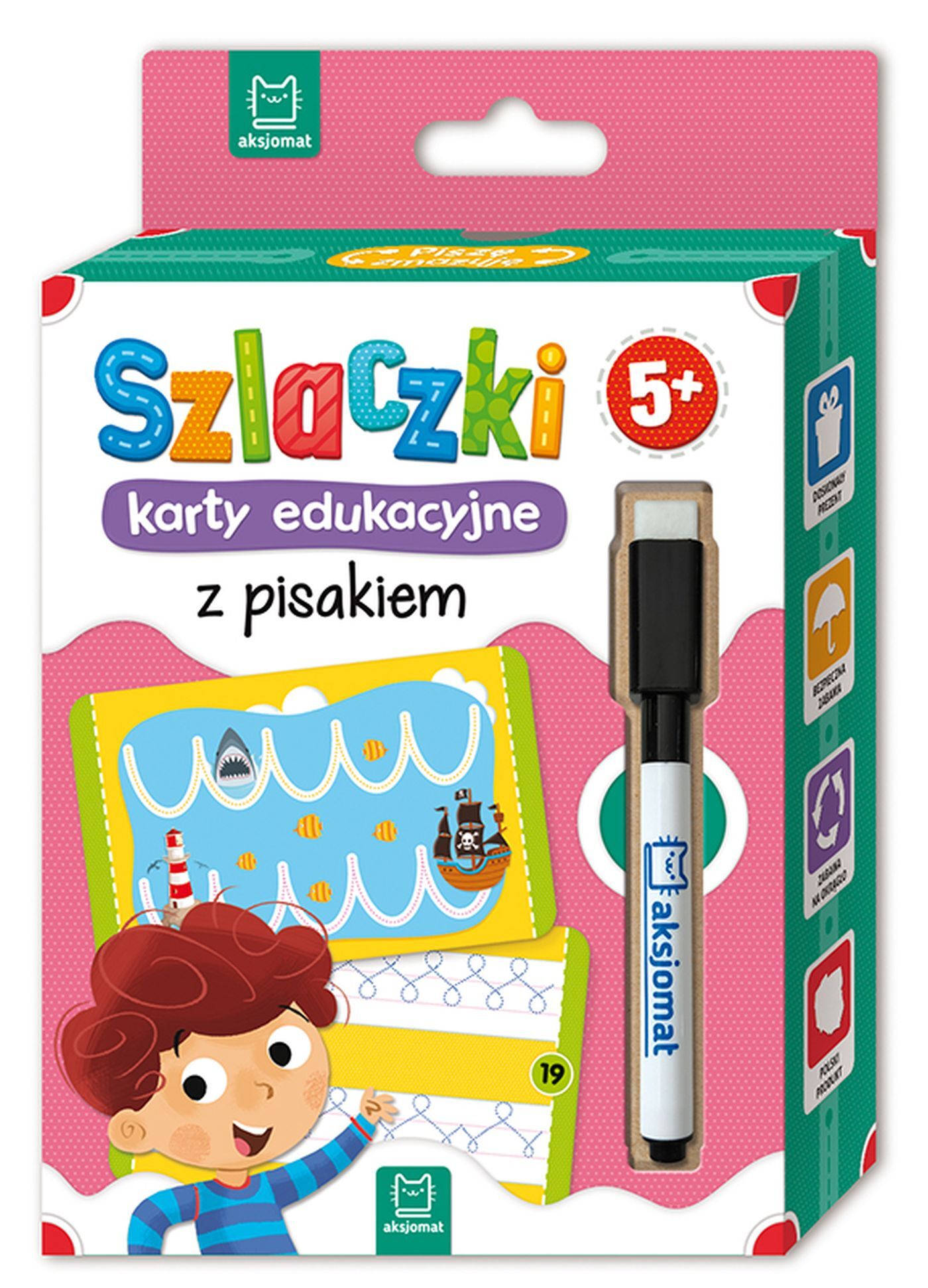 Szlaczki – karty edukacyjne z pisakiem. 5+