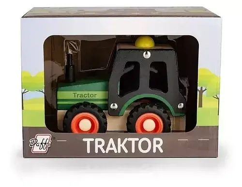 Drewniane auto z oponami Traktor