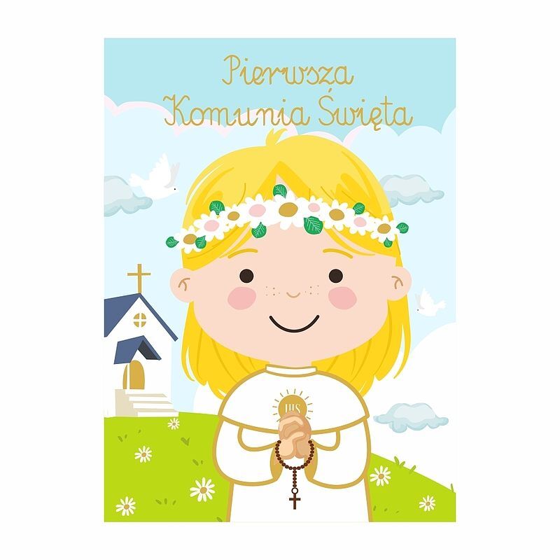 Karnet b6 komunia dziewczynka kolor