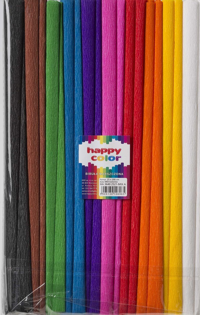 Bibuła marszczona happy color mix a 25x200cm 10 kolorów 10 rolek