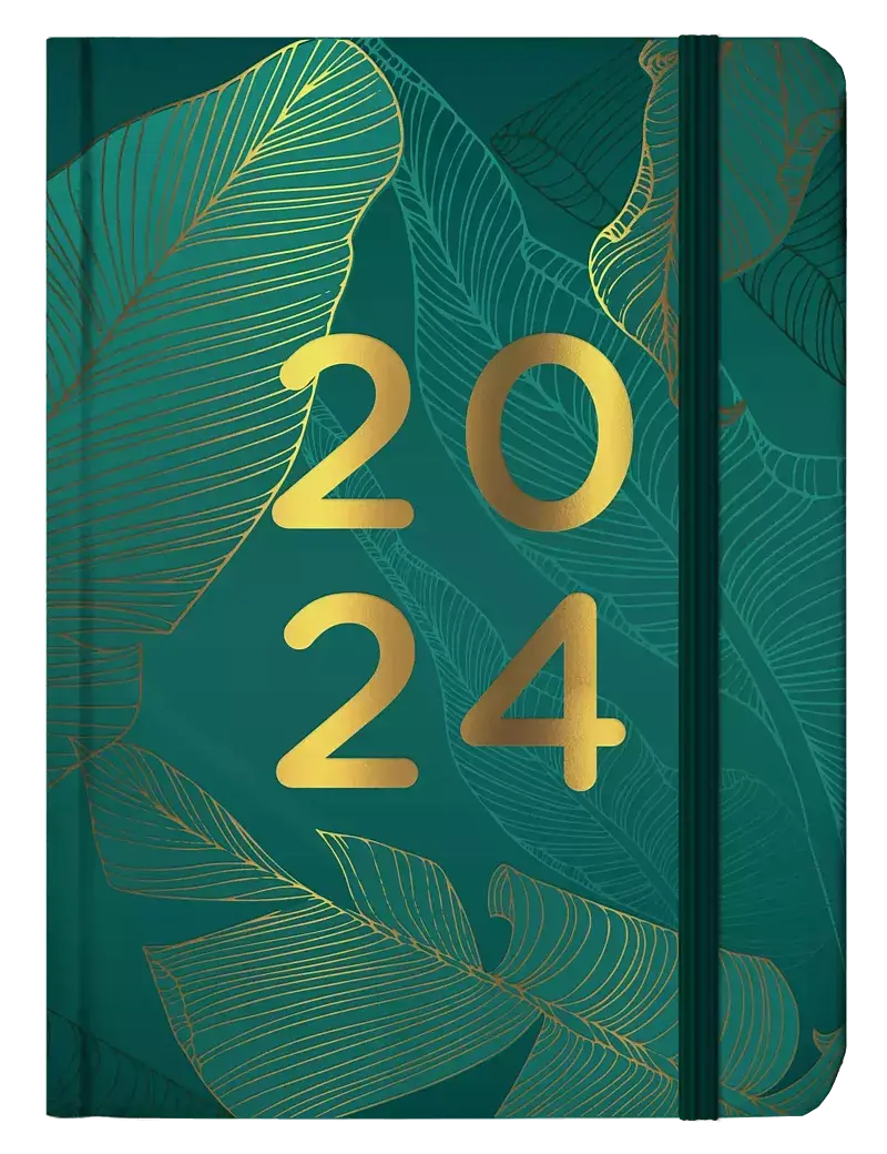 Kalendarz 2024 b6 codzienny zielony w liście