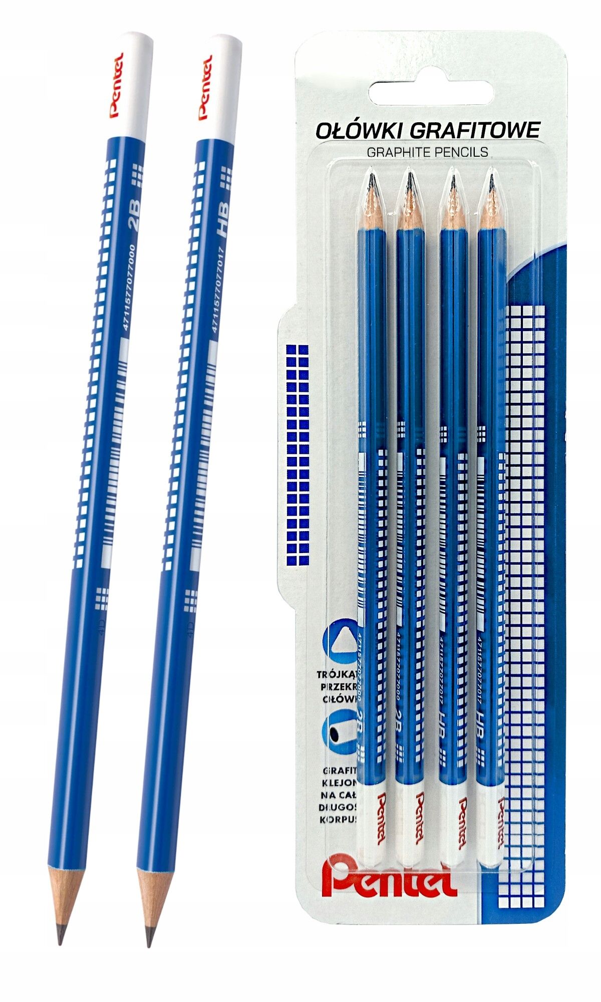 Ołówek drewniany CB60T 2HB+22B-4B blister