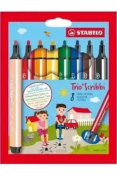 Flamastry stabilo trio scribbi 8 kolorów