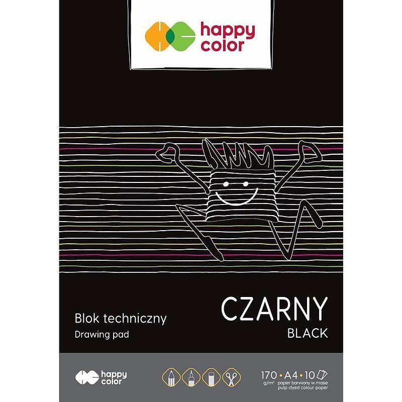 Blok techniczny czarny a4 170g happy color pakiet 20 sztuk