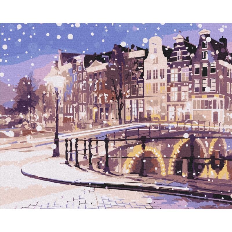 Malowanie po numerach BRUSHME 40x50cm Bajkowy Amsterdam zimą