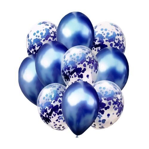 Zestaw balonów metalik z konfetti GRANATOWY