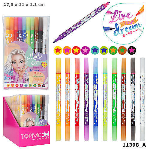 Flamastry magiczne dwustronne top model 11398a 10 kolorów