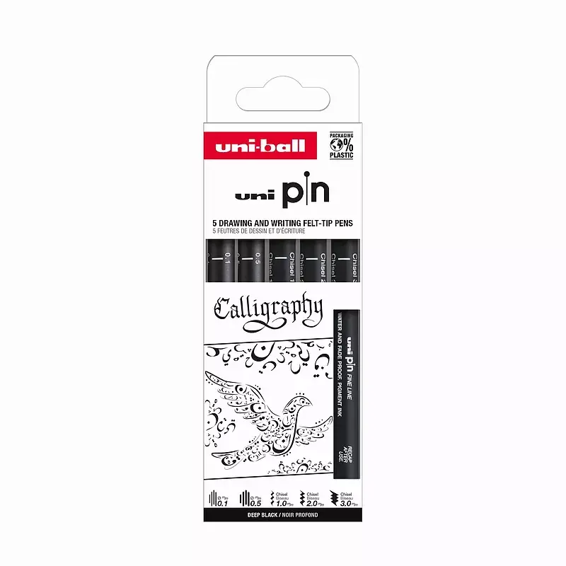 Cienkopis kreślarski pin 200 calligraphy czarny różne końcówki 5szt