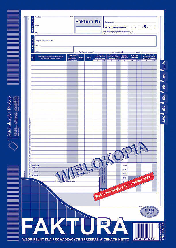 Faktura a4 wielokopia