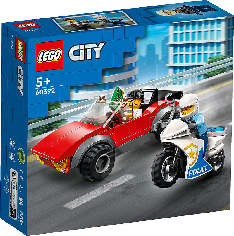 Lego city motocykl policyjny - pościg za samochodem 60392