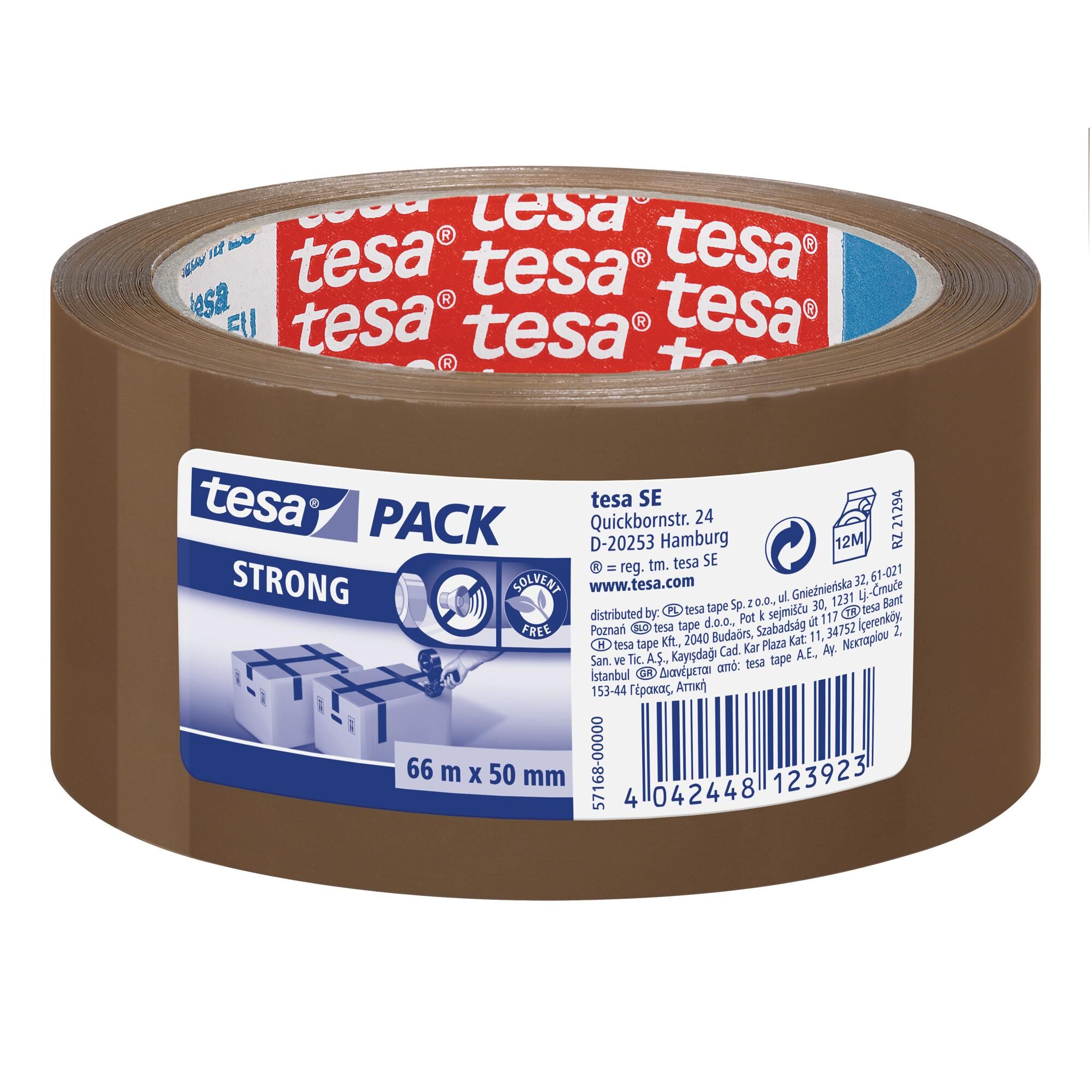 Taśma pakowa Tesapack Strong cicha brązowa 66mx50mm