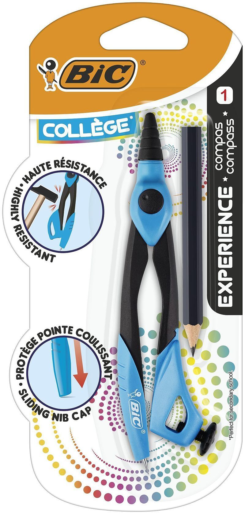 Cyrkiel z ołówkiem bic experience cyrkiel blister 1szt mix kolorów