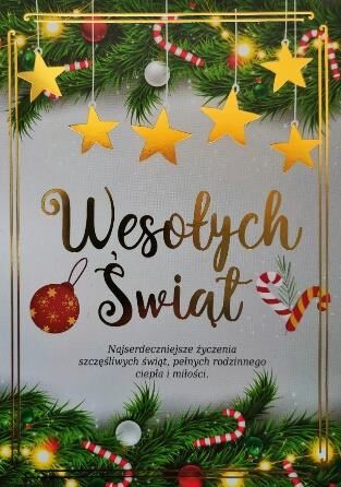 Karnet B6 BN złocony Świąteczny stroik 015