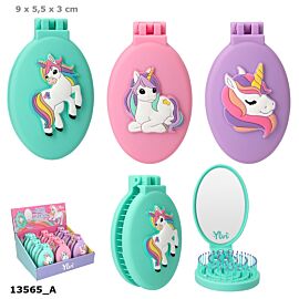 Szczotka składana z lusterkiem Jednorożec Ylvi 1szt.mix 13565A