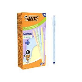 Paczka Długopis niebieski BIC Cristal Pastel 20szt.mix kolorów