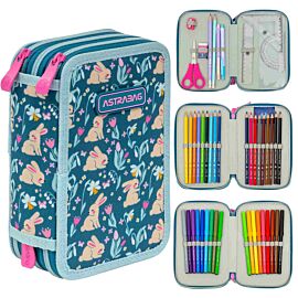 Piórnik Jumbo 3-komorowy z wyposażeniem Astrabag Candy Bunny