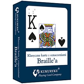 Karty do gry niebieskie ze znakami Braille"a
