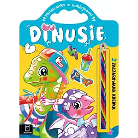 Dinusie. Zaczarowana kredka. Malowanka z naklejkami