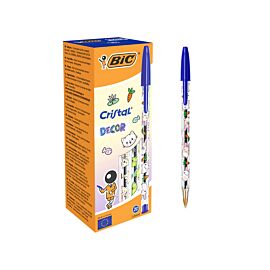 Paczka Długopis niebieski BIC Cristal Kawaii Decor 20szt.