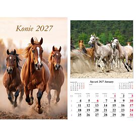 Kalendarz 2027 ścienny 13-k Konie