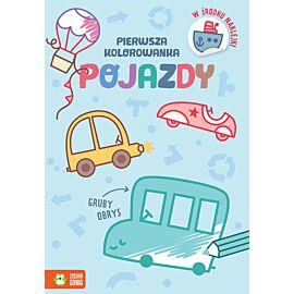 Pierwsza kolorowanka.Gruby obrys. Pojazdy