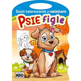 Psie figle. Świat kolorowanek z naklejkami