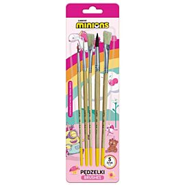 Pędzelki z naturalnego włosia Minionki blister 5 sztuk