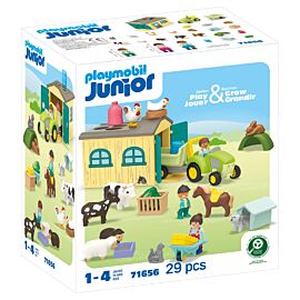 Playmobil JUNIOR Przygoda na gospodarstwie z traktorem, przyczepą i zwierzętami 71656