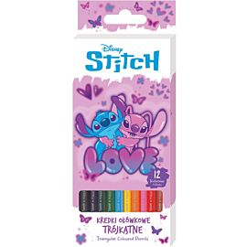 Kredki ołówkowe trójkątne Stitch pink 12 kolorów
