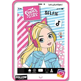 Super girl. Selfie. Kolorowanka z wykrojnika
