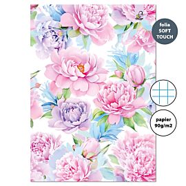 Zeszyt A4 32k. w kratkę Peonie 90g