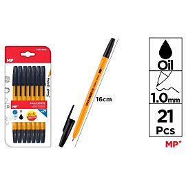 Długopis MP 1.0mm czarny blister 21 sztuk