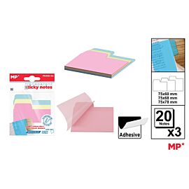 Karteczki samoprzylepne indeksujące przezroczyste 75x60mm 3x20szt.