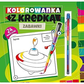 Kolorowanka z kredką. Zabawki