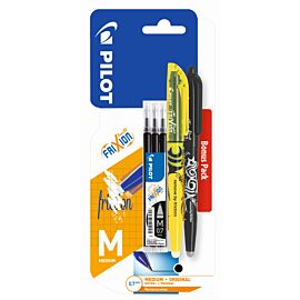 Pióro kulkowe Frixion Ball Pilot 0,7 czarne x1 + wkład Frixion Ball 0,7 czarny x3 + zakreślacz żółty x1 blister