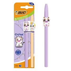 Długopis niebieski BIC Cristal Pastel Figurine Purple 2szt.mix kolorów
