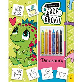 Rysowanie krok po kroku z kredkami. Dinozaury