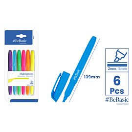 Zakreślacz Fluorescencyjny BeBasic blister 6 sztuk
