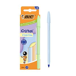 Długopis niebieski BIC Cristal Pastel GOB 3szt.mix kolorów