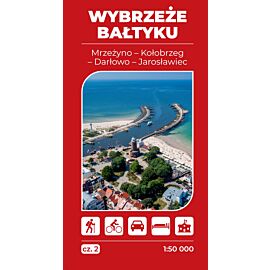 Mapa turystyczna Wybrzeże Bałtyku 2 Mrzeżyno Kołobrzeg Jarosławiec 1:50 000