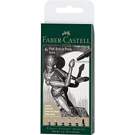 Faber-Castell, pisaki artystyczne Pitt Artist Pen Black, 6 szt. (167154 FC)